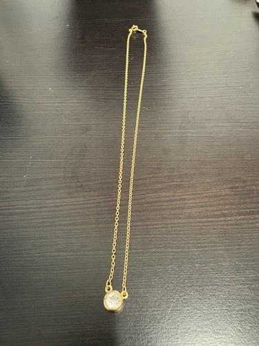 K18 18 Karat Gold Chain Necklace With CZ Pendant BEAUTIFUL - Picture 3 of 7