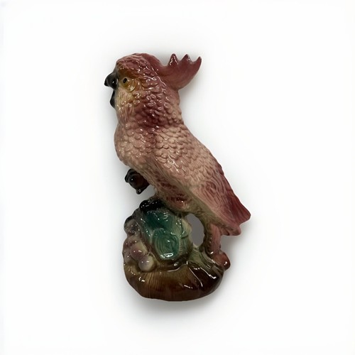 Pottery/Ceramic Vintage Maddox of California Pink Figural Cockatoo Parrot Statue - Picture 3 of 13