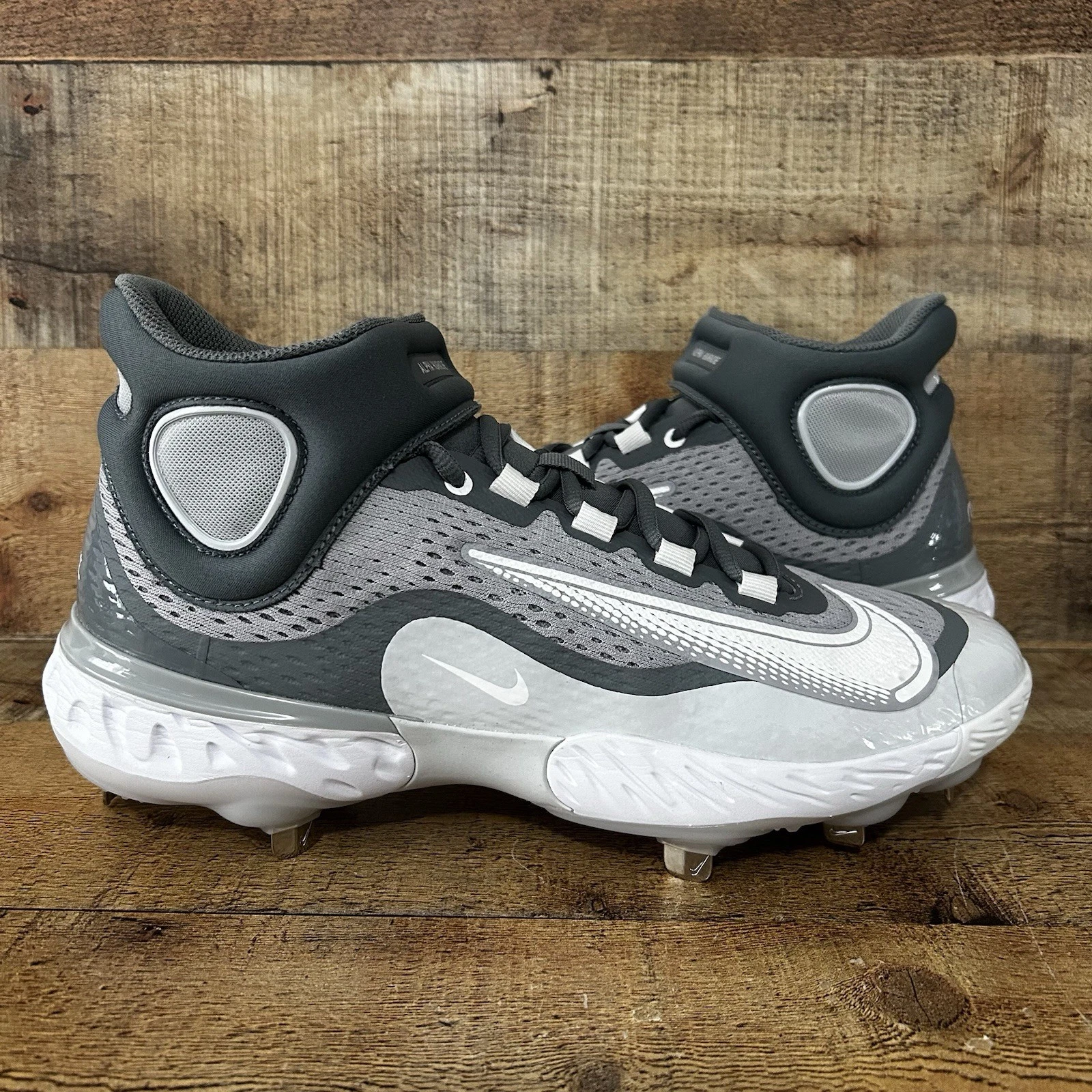 Nike Air Alpha Huarache Elite 4 Mid Baseball Cleats Gray Men Sz 11.5 DJ6520-012