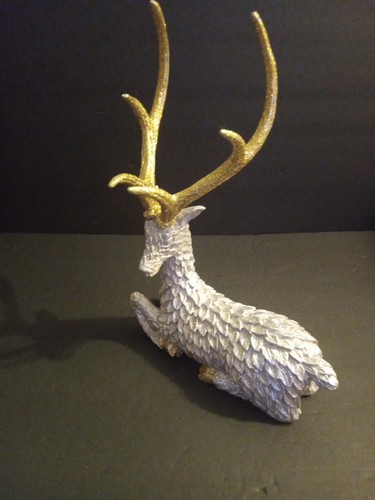 Vintage Gump reindeer stag Glitter figurine made in Phillipines 12X9.5 - Picture 3 of 7