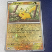 025/165 Pikachu Pokémon 151 Costco Promo Reverse Rev Cosmos Holo quasi nuovo