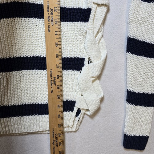 DEREK LAM 10 CROSBY Sz Small blue striped Knit Sweater Criss Cross Sides - Picture 6 of 9