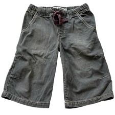 Mini Boden Boys Long Shorts Bermuda Denim Jeans Pull On Cotton Gray Kids Size 6Y