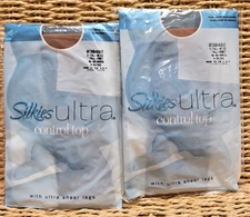 Silkies Ultra Control Top Sheer Legs Size X Tall Lot 2 New NOS Vtg HONEY BEIGE