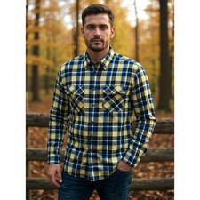 Duluth Trading Men's Tall XL Blue Plaid Long Sleeve Button-Up Shirt - CJ