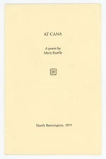 Mary Ruefle At Cana 1979 poetry limited edition 1/300 Bennington College