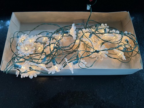 Weiße Blumen Weihnachten 35 Lichter Vintage K Adler Santas World - Bild 3 von 10