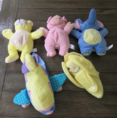 High Reach Learning Bright Baby Plush Lot Of 5 Puppets Banana Airplane Elephant 