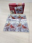 Red Cardinal Coasters Tempered Glass 4" X 4" Non-Skid Feet Set of (4) Birds