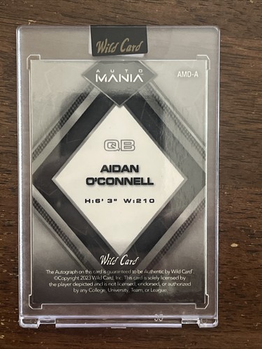 2023 Wild Card Auto Mania Aidan O’Connell Rookie Auto Raiders 2/2 SSP - Picture 2 of 3