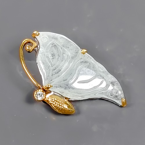 Fine Art Natural Aquamarine Brooch 925 Sterling Silver /NB27364 - Picture 2 of 8