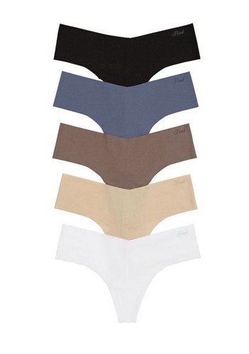 Victoria’s Secret Pink 5-pack No-show Seamless Thong Panty Pack L Multicolor New - Picture 1 of 2