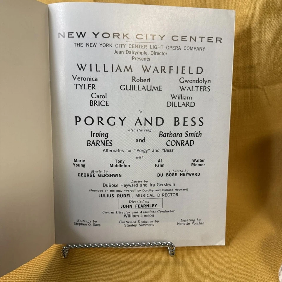 Porgy and Bess NYC City Center Program William Warfield Gershwin Vintage - Image 3 of 4
