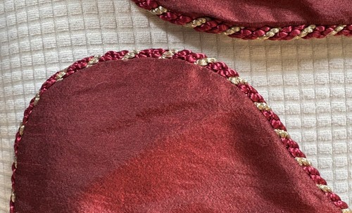Two Fancy Tassel Red Holly and Gold Metallic Embroidered Christmas Stockings - Picture 11 of 13