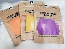 NEW SIZE XS LOT 3 PAIR - Victoria Secret Pink Period Panty Thong Style PURPLE