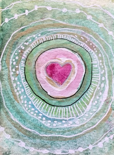 "Acuarela abstracta y pintura a tinta original de 2,5"" X 3,5"" firmada por Aceo de Kenna" - Imagen 4 de 4