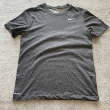 Nike Performance T-Shirt Men Small Gray Short Sleeve Crew Neck DRI-FIT Cotton