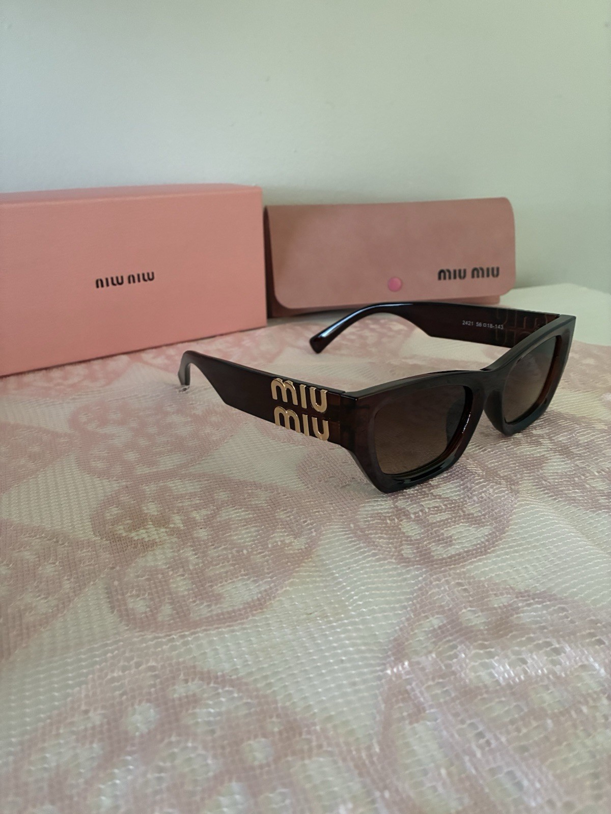 Miu Miu 2421 Rectangular Brown Gradient Acetate S… - image 1