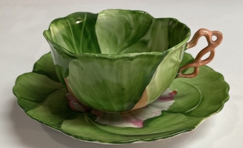 Antique Wheelock Rare Camellia Teacup & Saucer Hand Painted Austria 1890-1909 - Picture 5 of 11