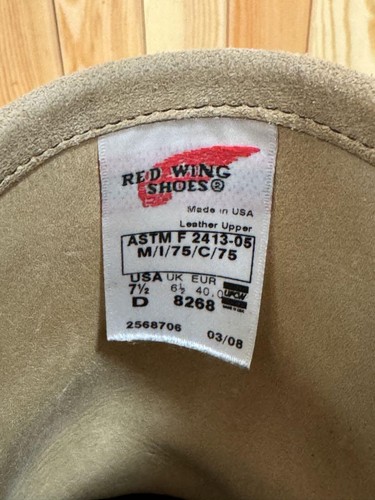 Botas de Motociclista Red Wing Para Hombre US7.5 D Engineer 8268 Beige Gamuza Desbaste Etiqueta ASTM - Imagen 20 de 24