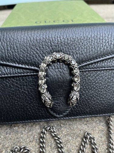 GUCCI GG Dionysus Super Mini Chain Shoulder Bag Leather Black classic handbag - Picture 8 of 21