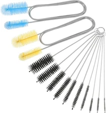 12 Pieces Tube Cleaning Brush Aquarium Black, Multicolor, Silver, Yellow 