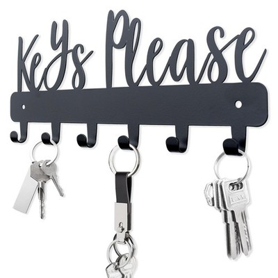 Keys Please Holder on Wall,Key Holder Wall Mounted,Black Metal Decorative Key...