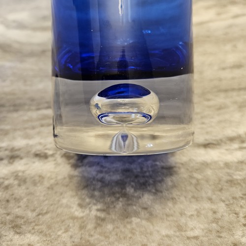 Kobaltblau Longdrink Karaffe mit Glasstopfen und Blase im Boden 10 Zoll - Bild 3 von 6