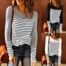 Women's Fashion Casual Slim Fit Round Neck Printed Long Sleeve Top T-Shirt