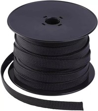 100ft   1/2" Expandable Braided Cable Sleeve   Wire Sleeving for Audio, Video