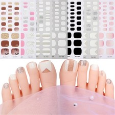 Sparkles Toenail Stickers Full Nail Wraps Semi Cured Gel Toenail Polish Strips