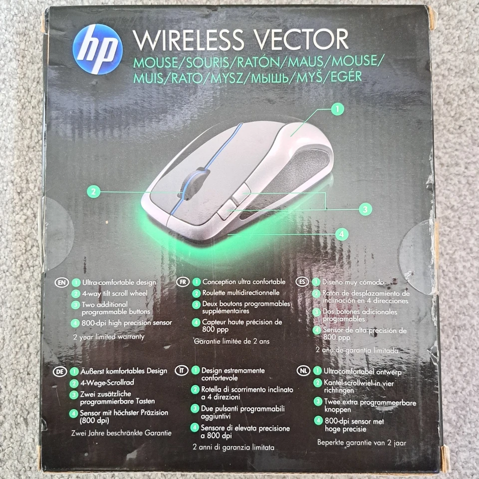 HP Wireless Vector Mouse 2008 Brand New Sealed Retro Hardware Windows Microsoft - Image 2 of 4