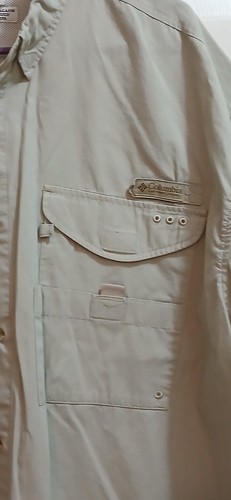 Columbia PFG Button Up Fishing Shirt Adult XL Short Sleeve Vented Tan Mens - Picture 2 of 9
