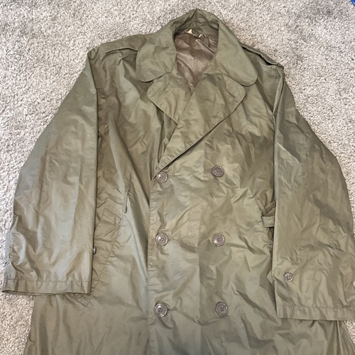 Vintage US Army Mans Regenmantel Nylon Taupe Farbton 179 Militär Uniform Herren 40 lang - Bild 3 von 10