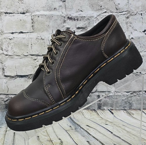 Vintage Doc Martens Mens 6 Brown Leather Oxford Chunky Shoes Y2K England 9381 - Picture 3 of 10