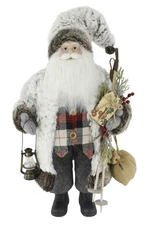 Soft & Furry Plaid Woodland 18" Inch Santa Claus Standing Figurine Figure Dec...