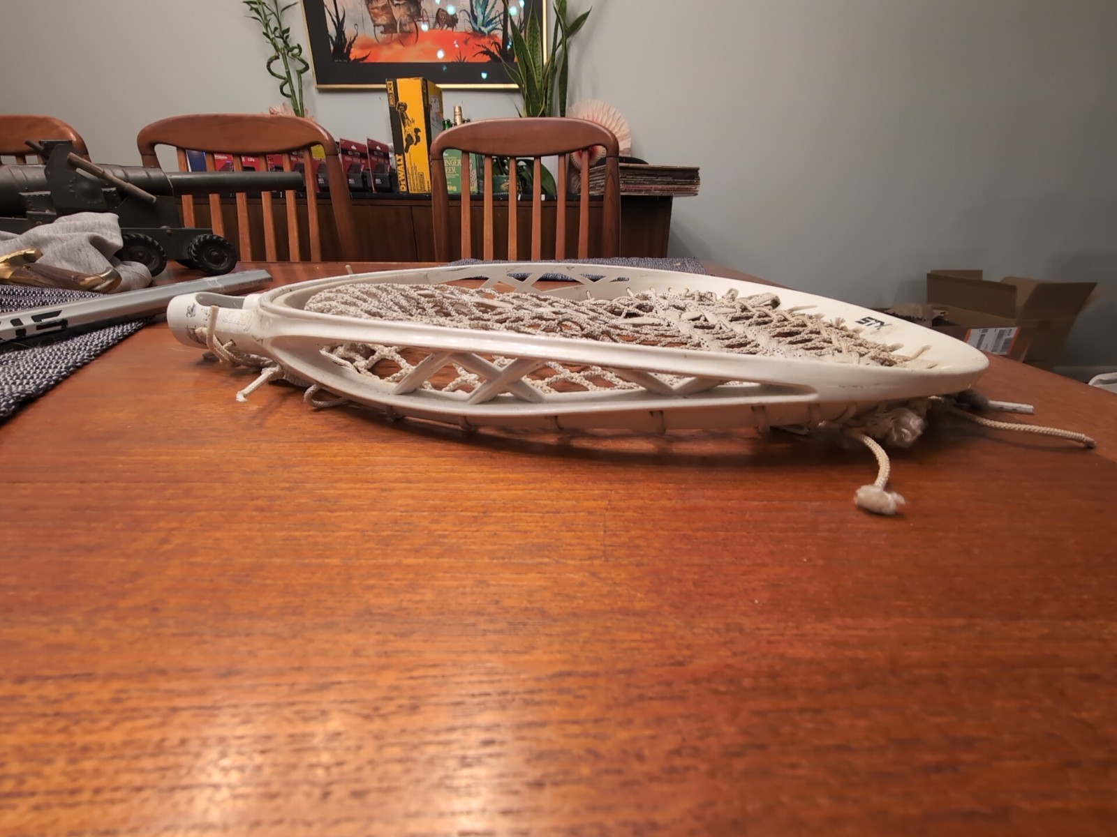 Vintage STX Eclipse lacrosse goalie head white Strung No Cracks