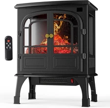 26" Freestanding Electric Fireplace Heater Indoor with Adjustable Flame Effect