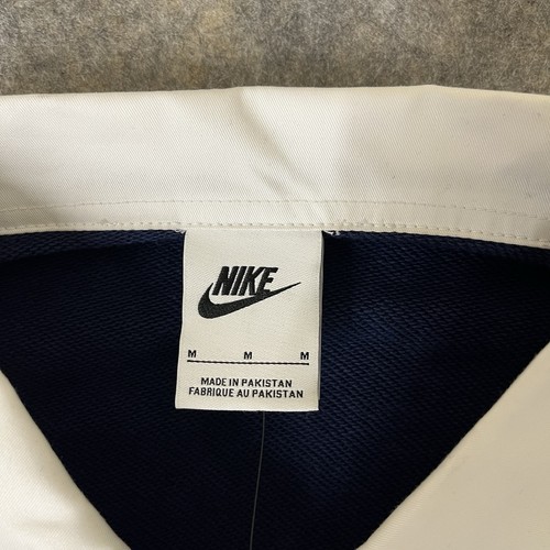 NWT Nike Club Long Sleeve Polo Shirt Men’s Medium Rugby Fleece Navy Blue - Picture 2 of 10