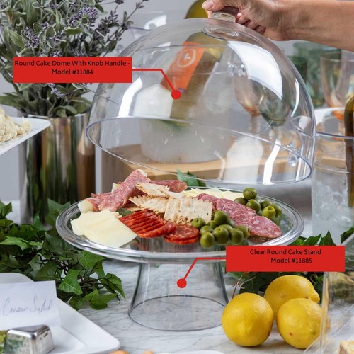 Cake Cover Round Dome, SAN Plastic Acrylic with Knob Handle, Clear Shatter Re... - Picture 4 of 5