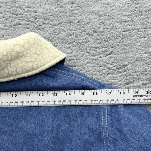 ERMERSON FRY Womens Blue Denim Sherpa Fleece Western Rancher Jacket XXS USA - Picture 4 of 10