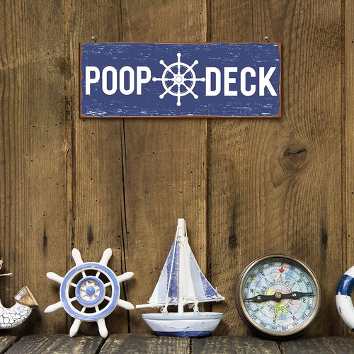POOP DECK Sign Nautical Nursery Wall Decor Rustic Beach Bathroom Wood Sign Na... - Picture 3 of 6