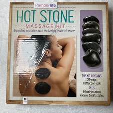 Pamper Me Hot Stone Massage KIt 6 Heat Retaining Volcanic Basalt Stones NEW