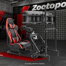 Zootopo Racing Simulator Cockpit with Triple Monitor Stand Fit Logitech G920 G29