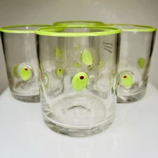 Anthropologie Dupe Green Olive Whiskey Glasses Cocktail Barware Bar SET of 4