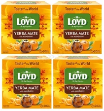 4 x Loyd YERBA MATE & MANDARIN FLAVOR - 4 x 20 Pyramids Tea Bags
