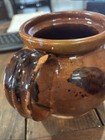 Vintage New England Redware Porringer W/ Glazed Manganese Brushwork — photo 3