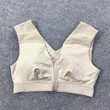 Tommie Copper Sport Bra Womens Large Beige Shoulder Support Zip Activewear Gym