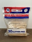 Vtg Wood Clothes Pins W. Germany 4.5” Sealed Bag of 30 White Hardwood
