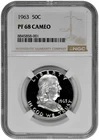 1963 50C Proof Silver Franklin Half Dollar NGC Graded PF 68 Cameo White Coin